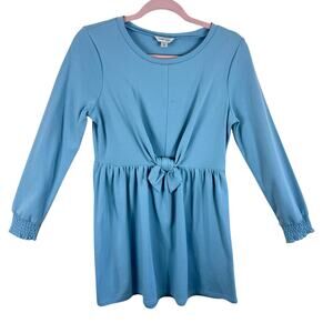 Habitual Girl Cotton Blend Blue Long Sleeve Pleated Skirt Short Dress Girls 16